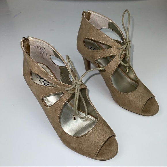 a.n.a. Chance Taupe Peep Toe Strappy Heel Shoe 8 - Picture 3 of 14